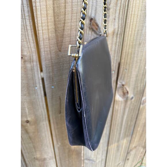 Vintage French-Made Midnight Leather Box Bag - Picture 6 of 7